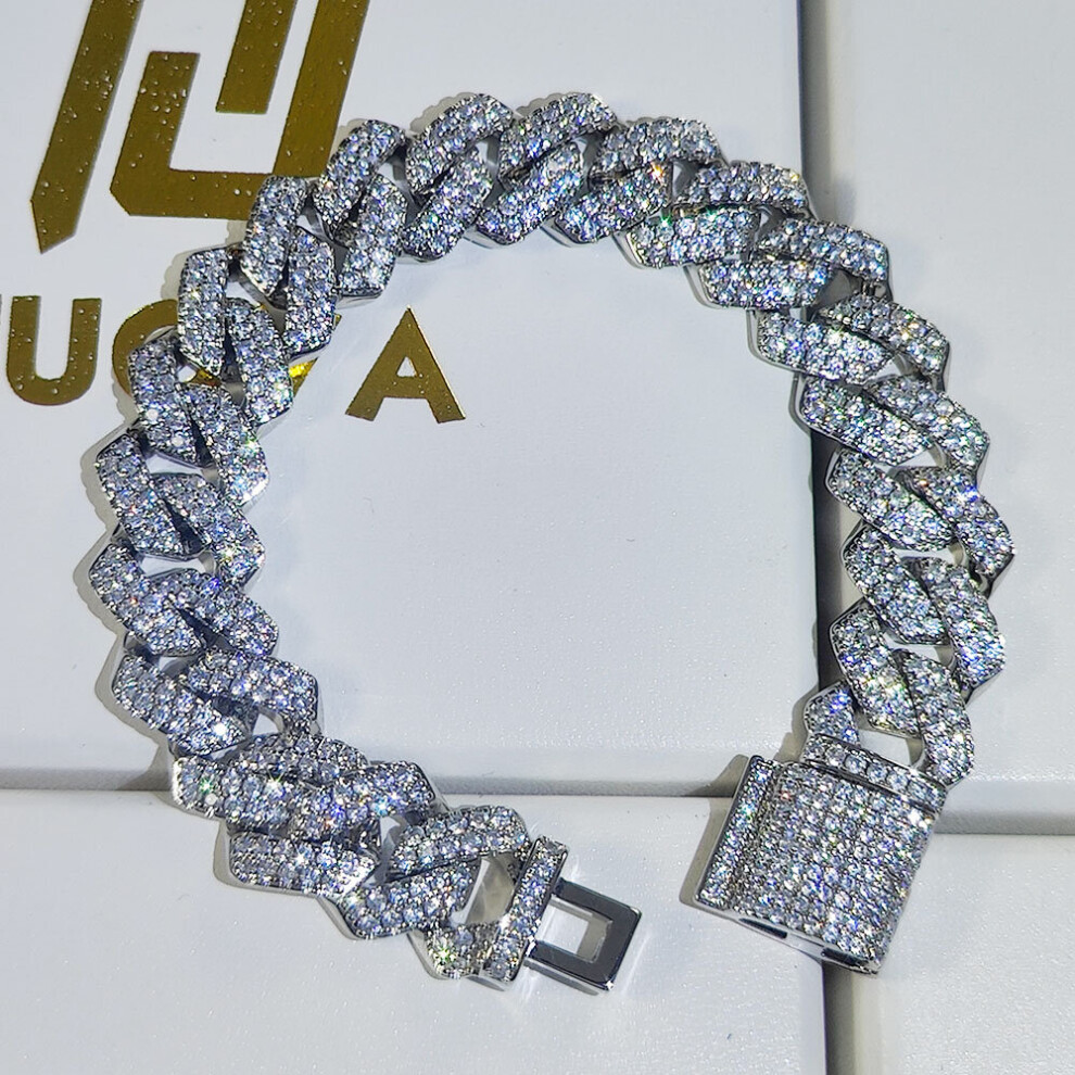 (Hot Stamping, 16cm) High 13mm Iced Out Bracelet Men CZ Bangle Chains Cubic Zircon Link Hip Hop Rock Jewelry-image-OPC-PBRM2WS-NEW