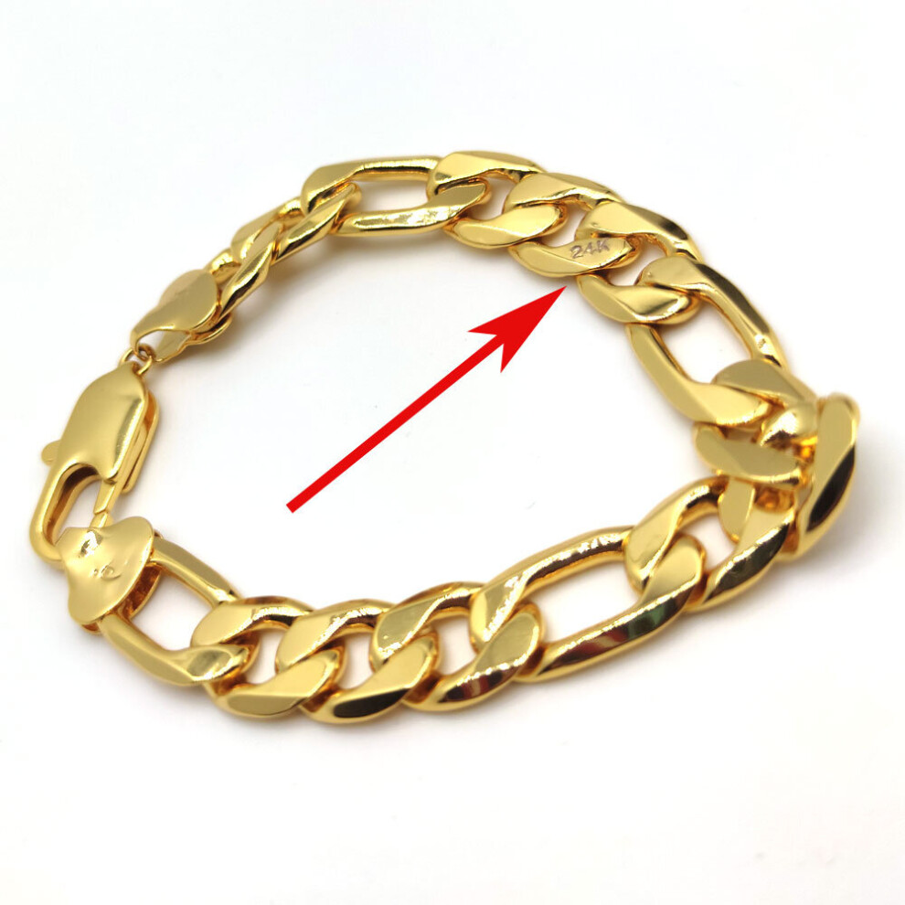 Men's Italian Link Hip Hop Bracelet 8.46inch 12mm Thick 24K Stamp Plated Wrist Chain-image-OPC-PBRM572-NEW