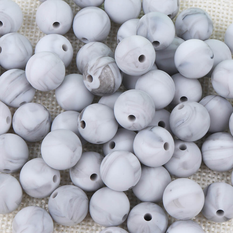 (White, 12mm) Silicone Beads 10Pc Food Silicone 12/15MM Nursing Silicone Teething Bead In Baby Teethers Necklace DIY