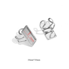 4PCS Stainless Steel Ring Settings Adjustable Round Square Oval Settings Blank Base Ring Jewelry Making Supplies