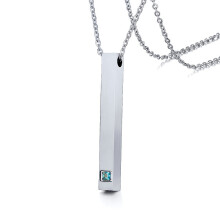 Long Vertical Bar Necklace for Women Men Engrave Persoanlized Name Initial Pendant Stainless Steel Inspiration