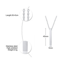 Long Vertical Bar Necklace for Women Men Engrave Persoanlized Name Initial Pendant Stainless Steel Inspiration