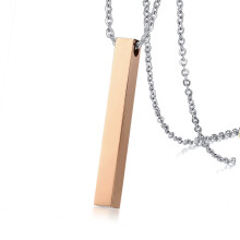 Long Vertical Bar Necklace for Women Men Engrave Persoanlized Name Initial Pendant Stainless Steel Inspiration