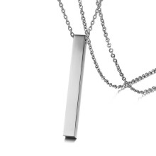 Long Vertical Bar Necklace for Women Men Engrave Persoanlized Name Initial Pendant Stainless Steel Inspiration