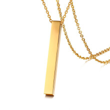Long Vertical Bar Necklace for Women Men Engrave Persoanlized Name Initial Pendant Stainless Steel Inspiration