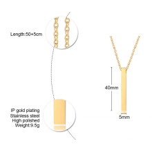 Long Vertical Bar Necklace for Women Men Engrave Persoanlized Name Initial Pendant Stainless Steel Inspiration