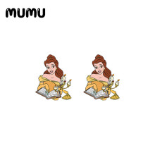 Beauty and the Beast Stud Earring Princess Belle Epoxy Jewelry Resin Acrylic Earrings Girl