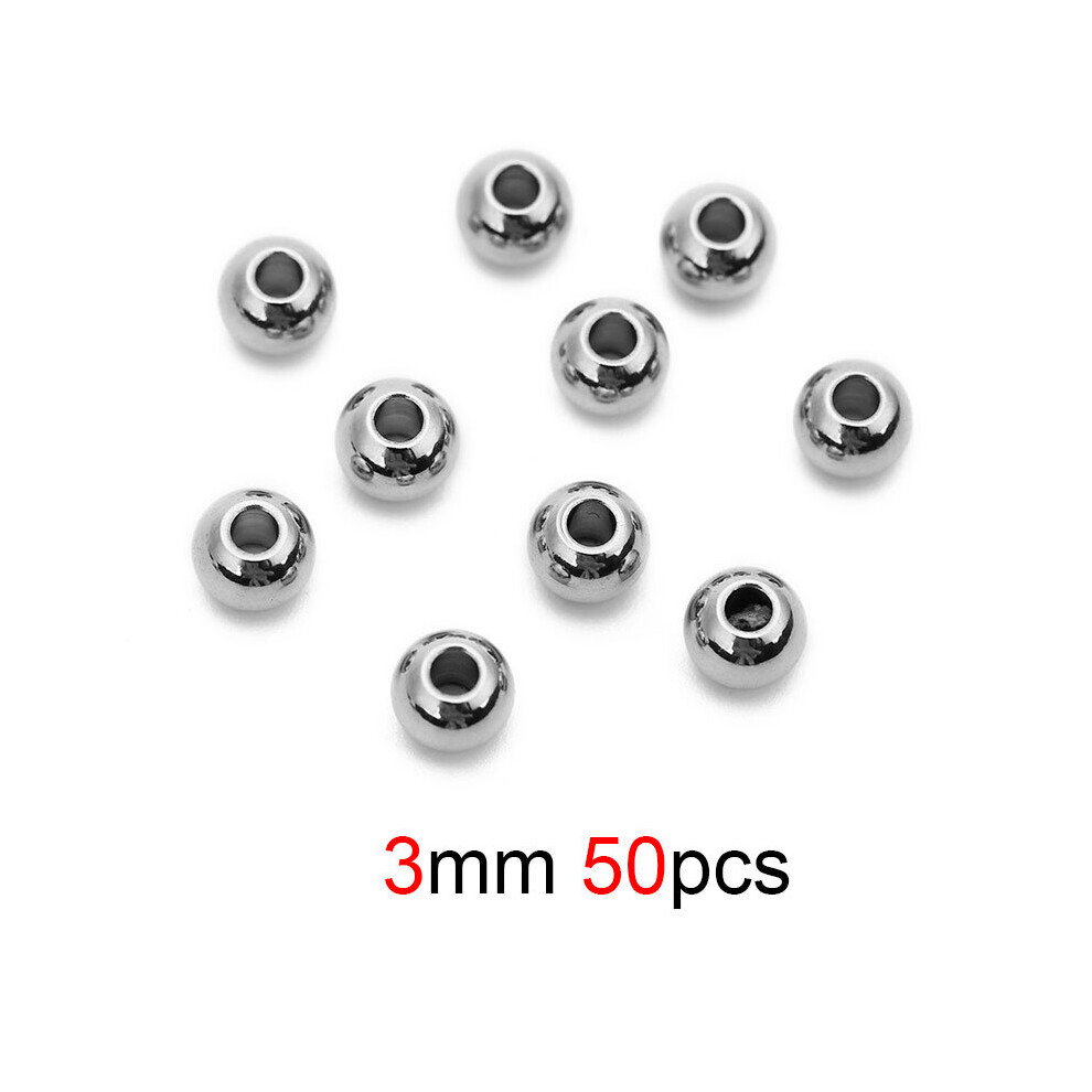 20/50pcs Stainless Steel Big Hole Spacer Beads 3 4 5 6mm Rose Loose Round Charm Beads For DIY Bracelet Jewelry Making-image-OPC-PBRM6Y8-NEW