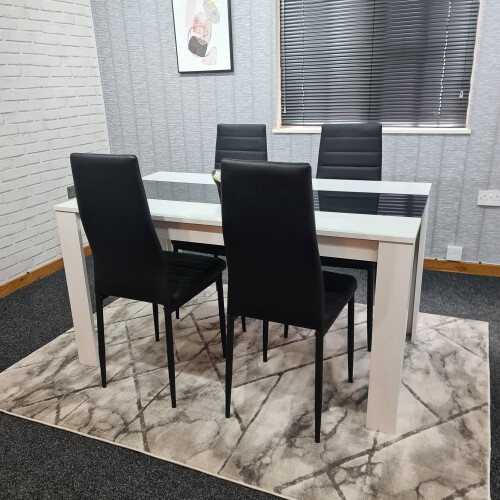 Dining Table and 4 Leather Chairs Kitchen Dining Room Set 1