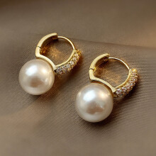Romantic Pearl Earrings Jewelry Zircon Drop Earrings for Women Temperament Wedding Party Ornaments
