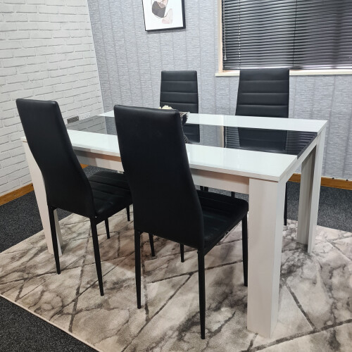 Dining Table and 4 Leather Chairs Kitchen Dining Room Set 2