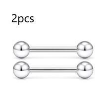 (Light Yellow Gold Color, Gray) 14G 16G Stainless Steel Externally Threaded PA Tongue Nipple Shield Barbell Ring Bar Body Piercing Jewelry Retainer 16mm 857