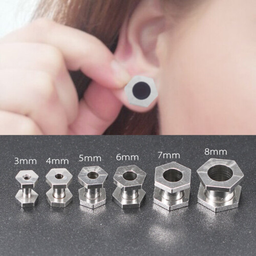 Amazon.com: ZHHO 2 Pcs Silicone Comfortable Thin Double Flared Flesh Tunnel  Ear Gauge Expander Stretcher Earlets Earrings Ear Piercing (Main Stone  Color : Black, Metal Color : 14mm) : Clothing, Shoes & Jewelry