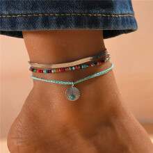 3pcs/set Bohemian Foot Chain Anklets for Women Girls Summer Hand-woven Seed Beads Rope Leg Bracelet Beach Jewelry