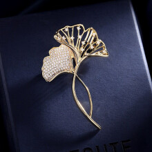 Retro Ginkgo Leaf Brooches For Women Wedding Party Flower Brooches Pin Bijouterie Broche Femme Bijoux De Luxe