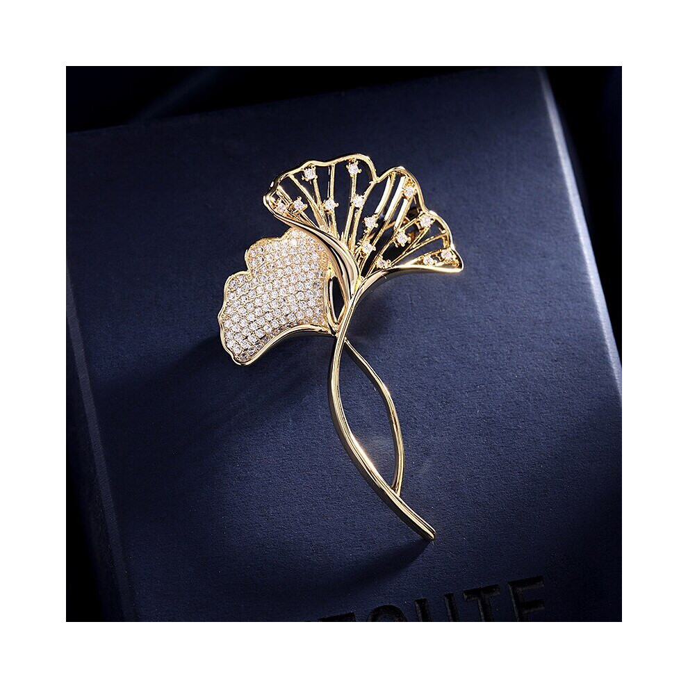 New Women's Retro Ginkgo Leaf Brooches For Wedding Party Flower Brooches Pin Bijouterie Broche Femme Bijoux De Luxe Not,Specified