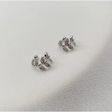 Silver Leaf Earcuff Clips On Earrings for Women Sweet Student Jewelry