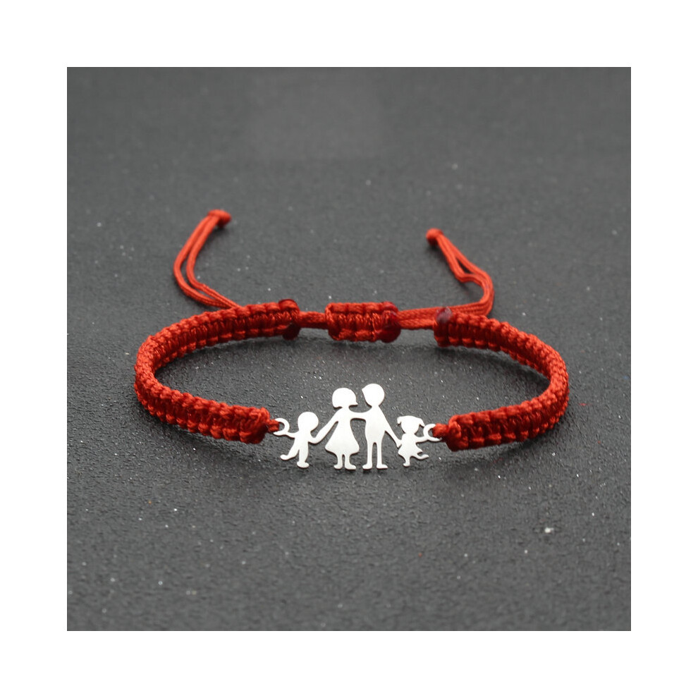 Lucky Red String Bracelets for Family Dad Mom Daughter Son Stainless Steel Braided Adjustable Charm Bracelet Women Men Jewelry-image-OPC-PBRP6SP-NEW