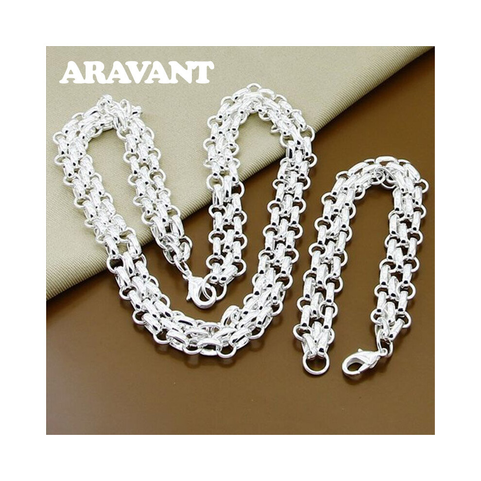 925 Silver Necklace Bracelet Jewelry Set For Women Men Party Jewelry