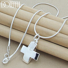 925 Sterling Silver Cross Pendant Necklace 16-30 Inch Snake Chain For Women Man Wedding Engagement Party Jewelry