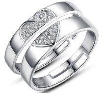 Silver Pair Rings for Women Men Adjustable Couple Engagement Wedding Gift Jewelry Accessoires