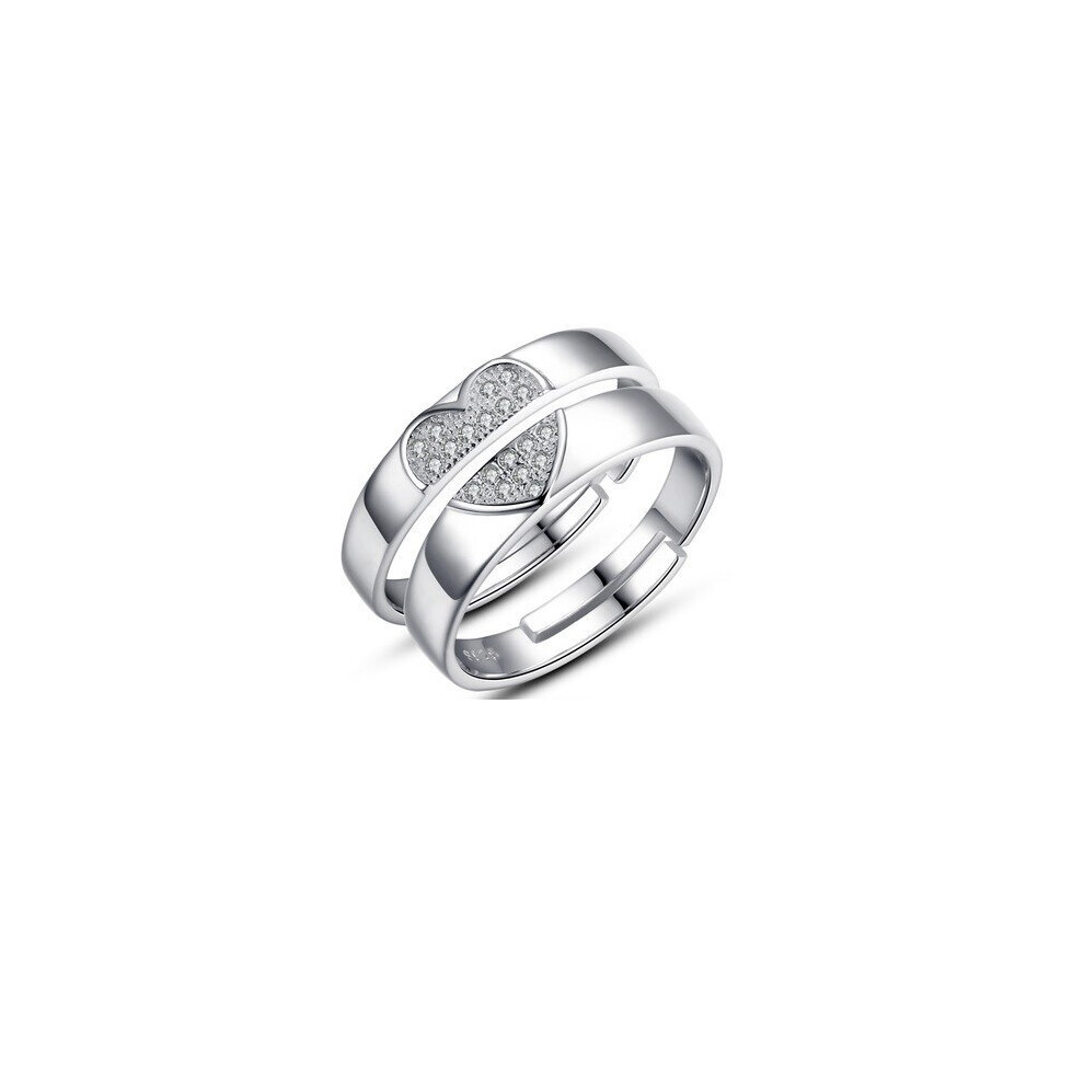Silver Pair Rings for Women Men Adjustable Couple Engagement Wedding Gift Jewelry Accessoires
