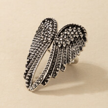 Vintage Silver Angel Wings Metal Rings for Women Punk Geometric Alloy Joint Midi Ring Gothic Jewelry ?????? 17334