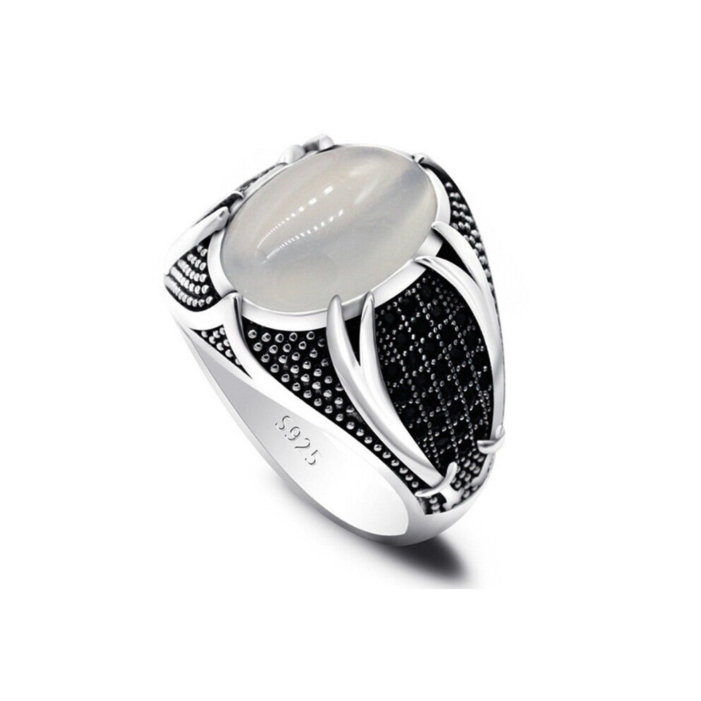 Vintage Big Oval Natural Agate Stone Ring for Men Retro Inlaid Yellow Red Zircon Ant Ring for Women Wedding Band Jewelry-image-OPC-PBRP9G5-NEW