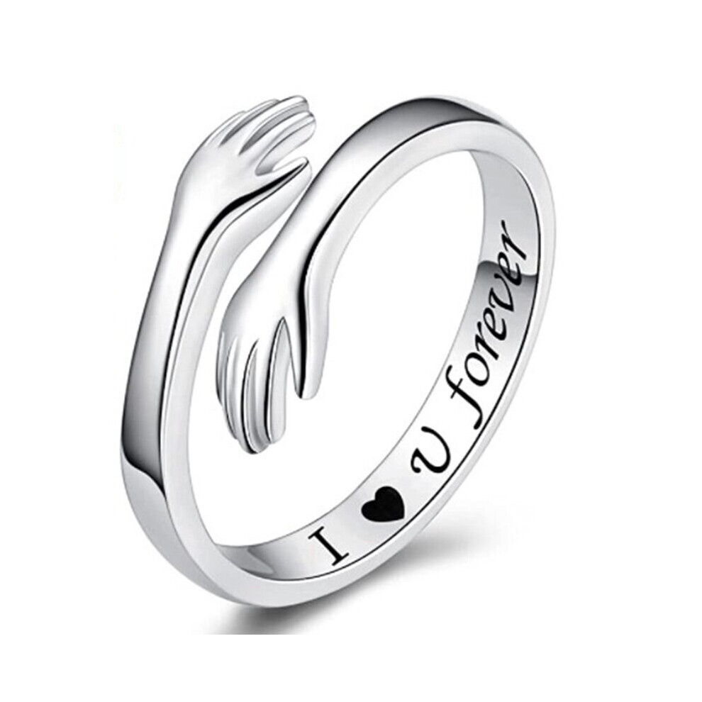 Adjustable Hug Ring Always You I Love You Forever Open Rings for Women Daughter Hand Ring Jewelry Birthday Gift for Girl