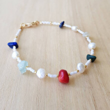 Pearls Link Chain Bracelet seed Pearl Bracelet Sterling Silver small real pearl Bracelet rice pearl bracelet