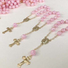 10 PC Baptism favors pink or silver plated communion favors recuerdos de bautizo rosita christening favors minirosaries