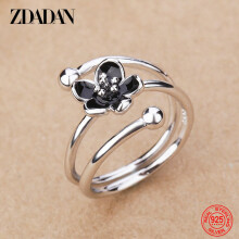 925 Sterling Silver Flower Adjustable Rings For Women Charm Gift Wedding Jewelry