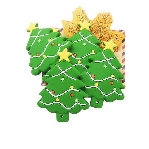 Chenkai 5PCS Silicone Christmas Tree Teether Baby Teether For DIY Baby Nursing Chewing Teether Chain Pendant Necklace Toy 1