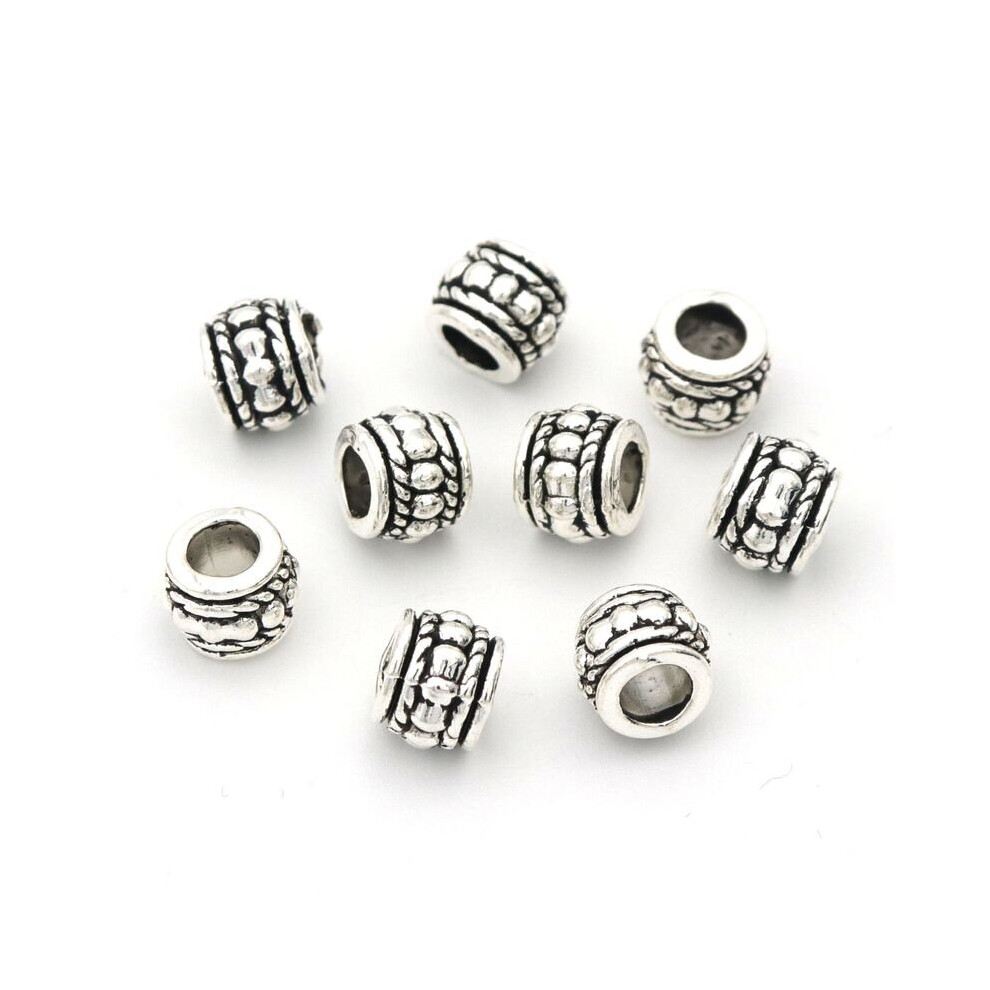 Big Hole Tibetan Silver Bronze Tube Metal Loose Spacer Beads For Jewelry Making DIY Necklace Bracelet Accessories-image-OPC-PBRPHFD-NEW