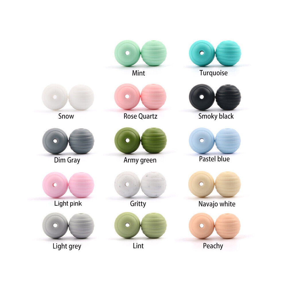 20pcs Beehive Silicone Beads Baby Teething Round Food Spiral Beads 15mm DIY Threaded BPA Beads Baby Teethers