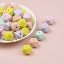 (1 White-17 MM Hexagon 17mm) 10 PCS 14-17 MM Hexagon Loose Geometric Silicone Beads Teething Necklace Silicone Chewable Hexagon Beads 45 Colors