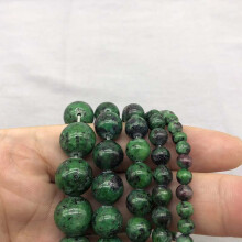 (Green-6mm 63pcs beads 6mm) Natural Stone Beads Epidote Zoisite Tourmaline Beads 6 8 10 12MM Fit DIY Beads For Bracelets Jewelry Making