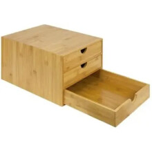 3 Tier Bamboo Wood Home Office Desk Top Table Drawers Tidy Stationary Storage Organiser