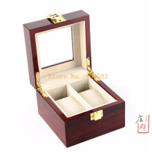 High 2 slot glossy wooden watch box bracelet chain bangle box with glass