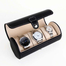 3 Grids Slots Cylindrical PU Watch Storage Box Watch Organizer BOX Watches Collection Organizer Box