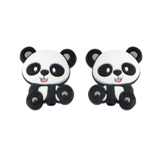 (gray White-10pcs Other) 5/10Pcs Food Silicone Beads Chinese Panda Silicone Teether Chewing Beads Cartoon Animal DIY Baby Pacifier Chain Toy