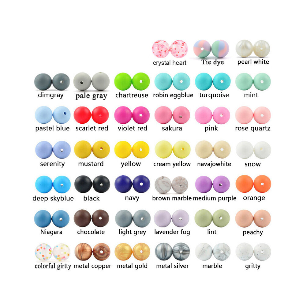 12mm Round Shape 40pcs/lot Silicone Teething Beads For DIY Nursing Necklace Food Chew Beads