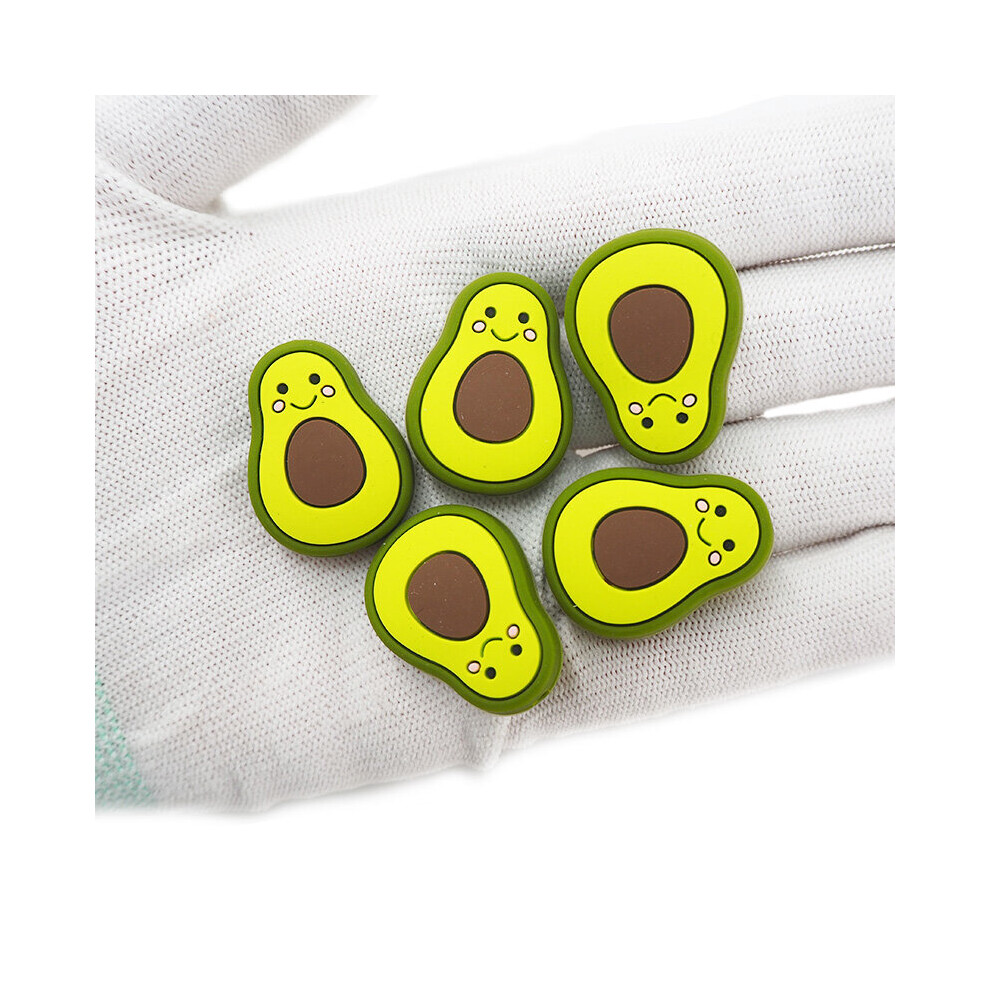 Chengkai 10Pcs Silicone Avocado Beads Teether Diy Baby Pacifier Cartoon Teething Making Necklace Sensory Toy Food Beads Multicoloured