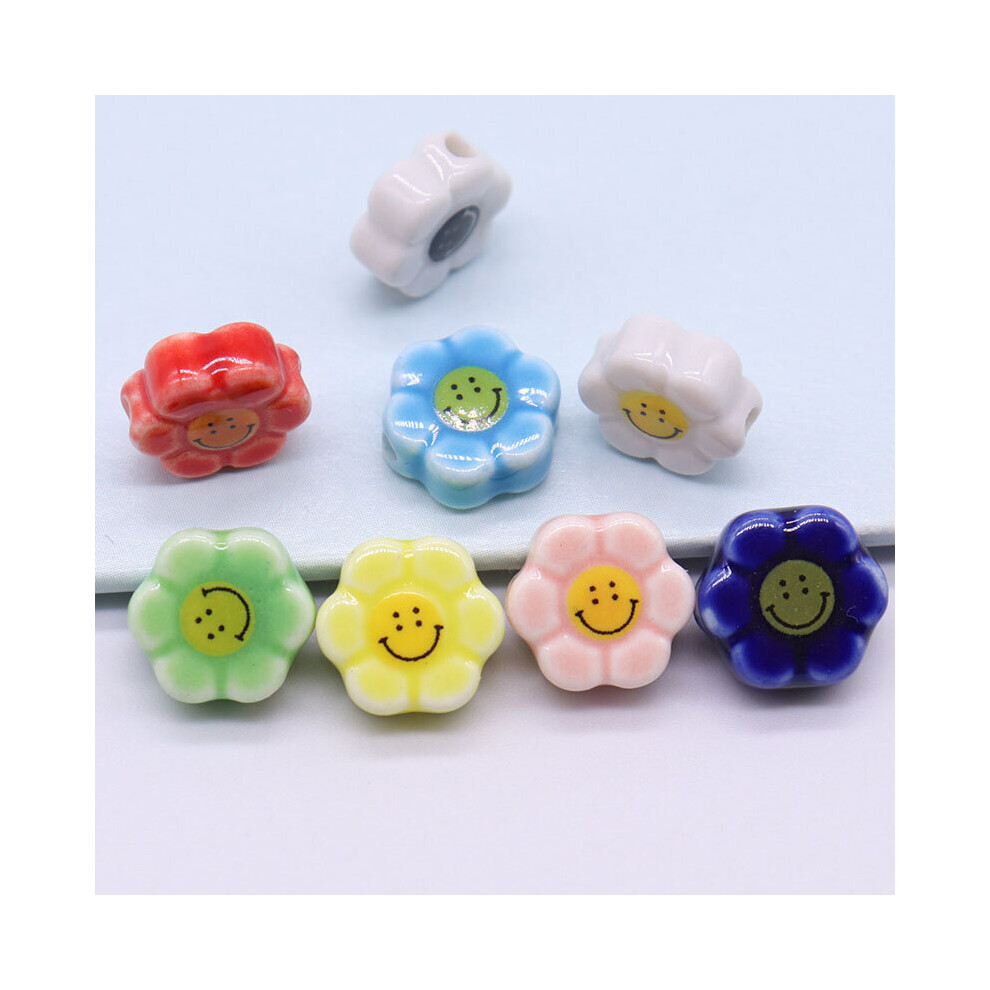 Colorful Sunflower Smile Face Ceramic Beads For Jewelry Making DIY Necklace Bracelet 10X4mm Ceramic Beads-image-OPC-PBRQKB6-NEW