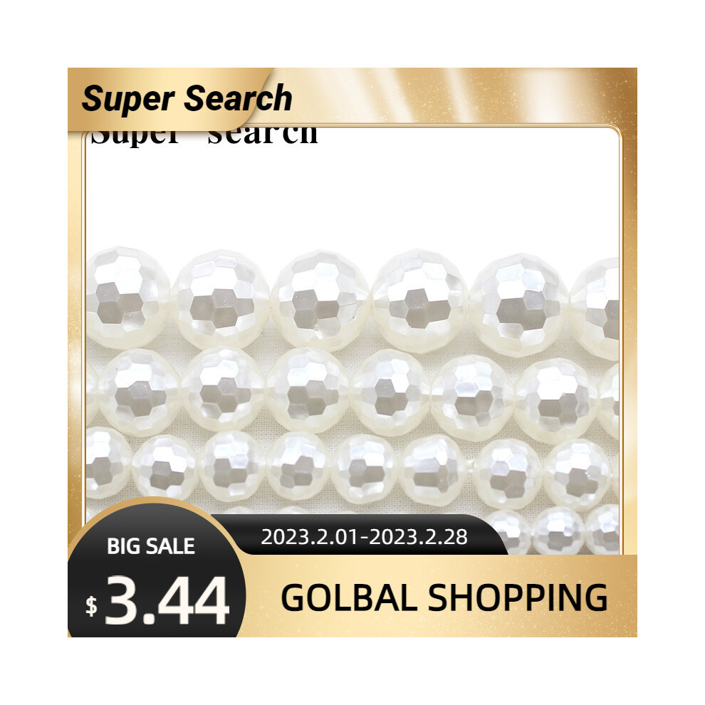 Natural Shell Pearl Round Loose Beads Faceted For Jewelry Making Choker Making Diy Bracelet Jewellery-image-OPC-PBRQKWR-NEW