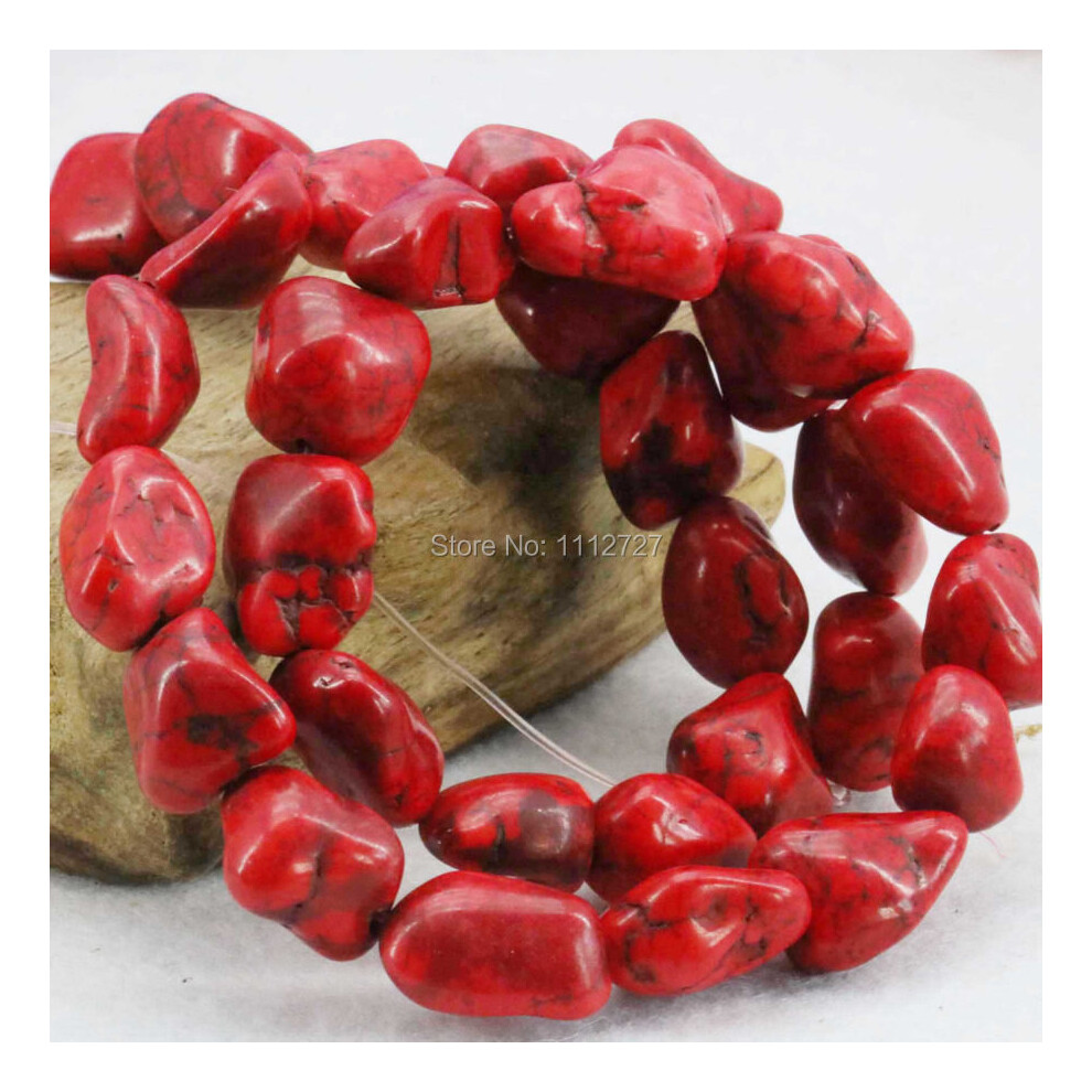 10-14mm Accessories Red Turkey Howlite Chalcedony Loose Beads Semi Finished Stone DIY Howlite 15inch Jewelry Making Girls-image-OPC-PBRQMNR-NEW
