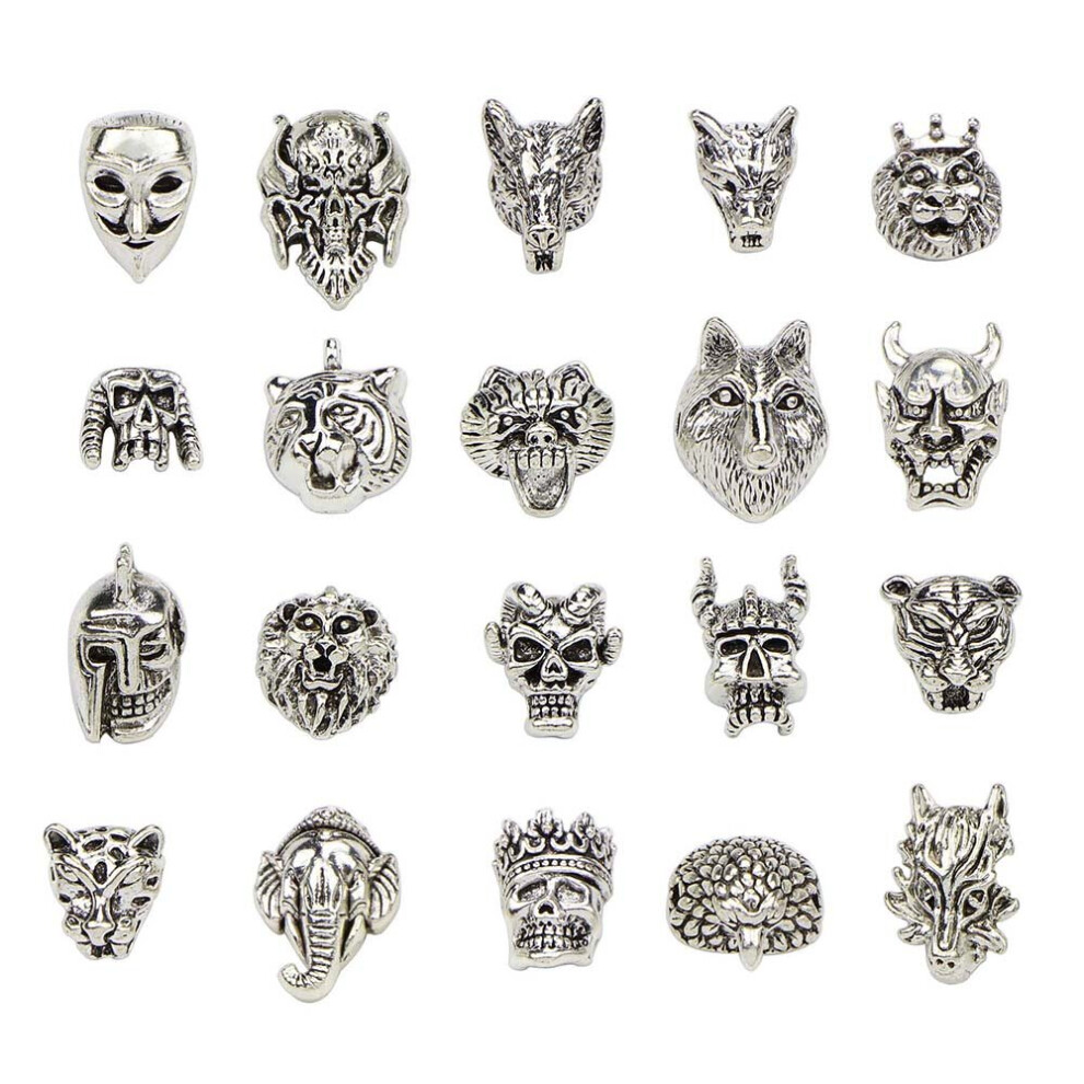 20pcs/lot Lion Head Beads Tibetan Silver Animal Beads Metal Leopard Wolf Beads Bracelet for Jewelry Making-image-OPC-PBRQGYC-NEW