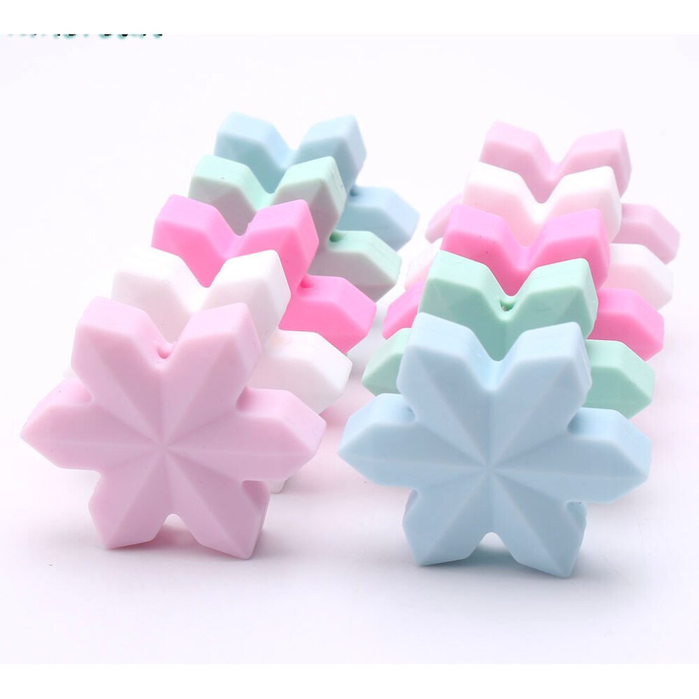 Food Snowflake Silicone Beads For Pacifier Chain Making Baby Teething Teether Chewable Beads 5PCS DIY Nursing Toy