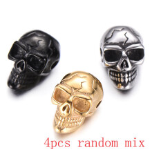 4pcs/lot Stainless Steel Skull Beads DIY Punk Skeleton Vintage Beads for Men Bracelet Jewelry Making Bulk