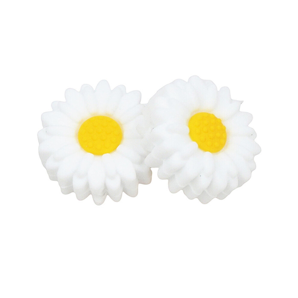 Chenkai 10Pcs Sunflower Beads Baby Silicone Beads Bpa Teething Infant Chewable Dummy Necklace Pacifier Toy Accessories White